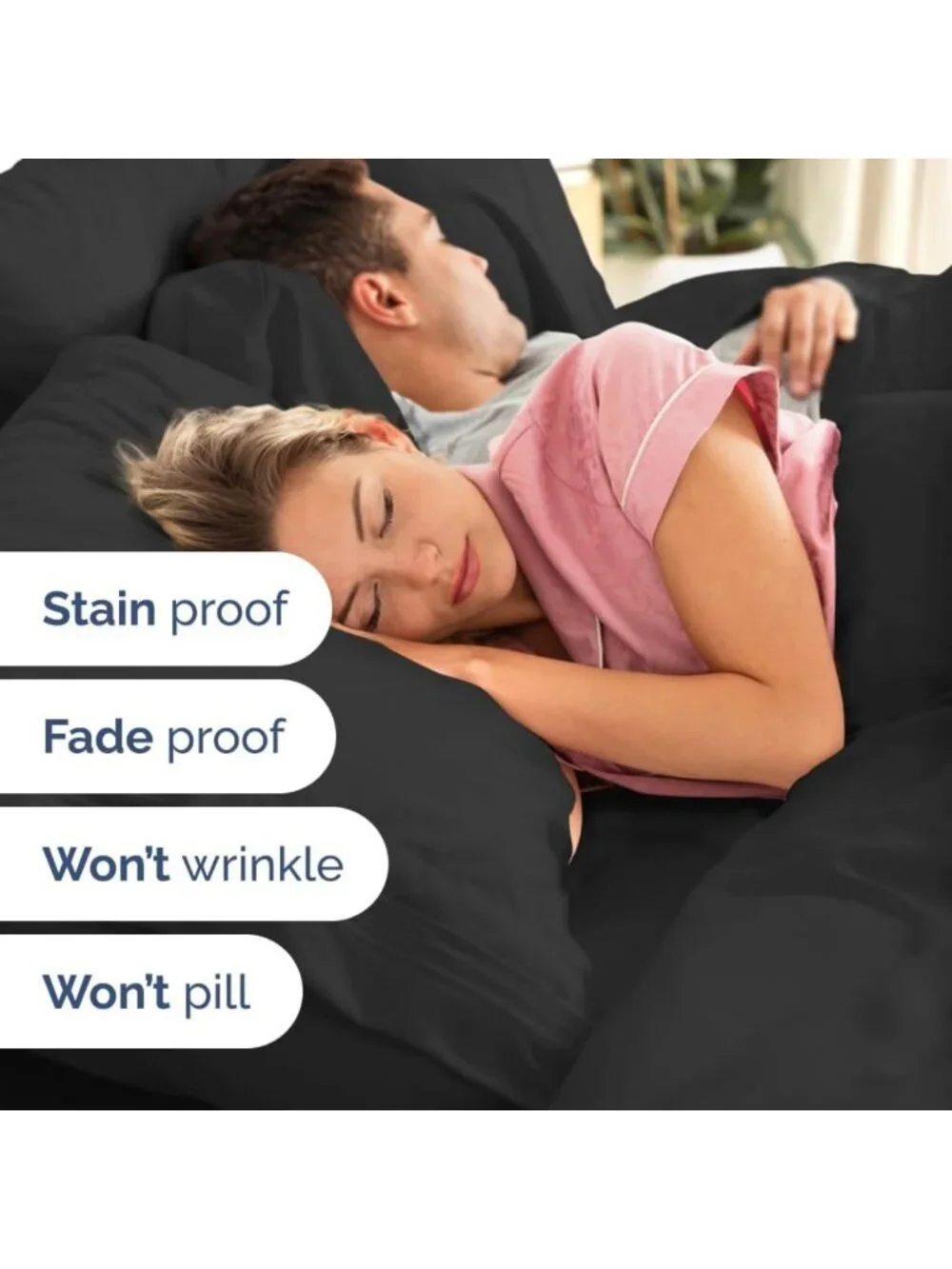 Ultra-Soft Black Split Head King 4-Piece Sheet Set - Breathable & Cozy Bedding